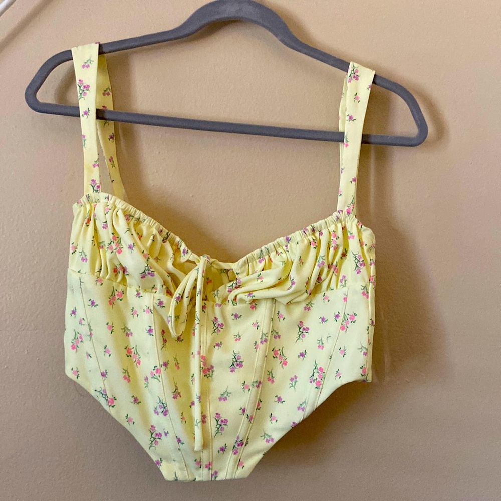 House of CB GENE Lemon Floral Corset Top